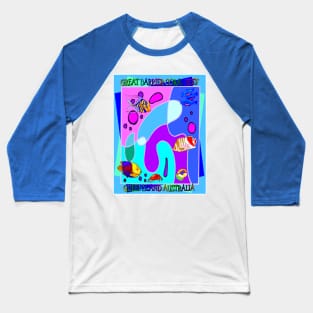 Great Barrier Coral Reef Queensland Australia Abstract Print Baseball T-Shirt